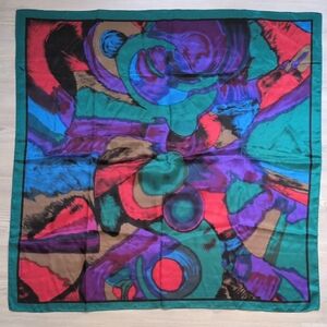 Vibrant Elaine Gold Abstract Silk Scarf